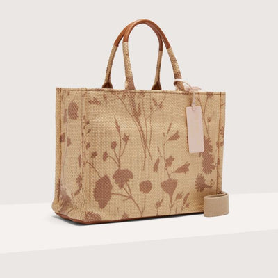 NEVER WITHOUT BAG STRAW SHADOW PRINT MEDIUM