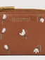 METALLIC SMALL WALLET WITH EMBROIDERED FLOWER PATTERN